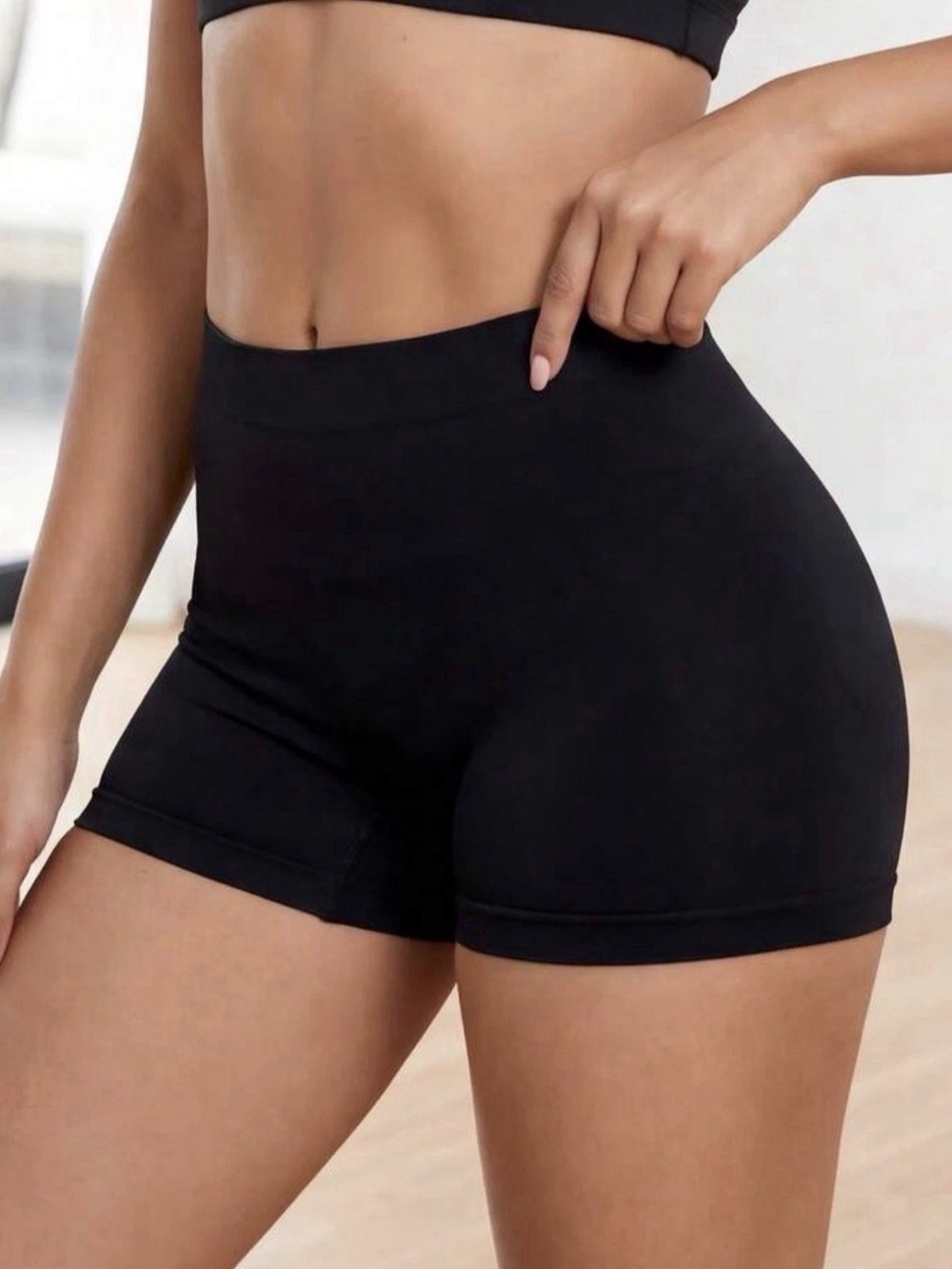 SHEIN High-Waisted Seamless Shaping Shorts Waist Butt Compression Black M